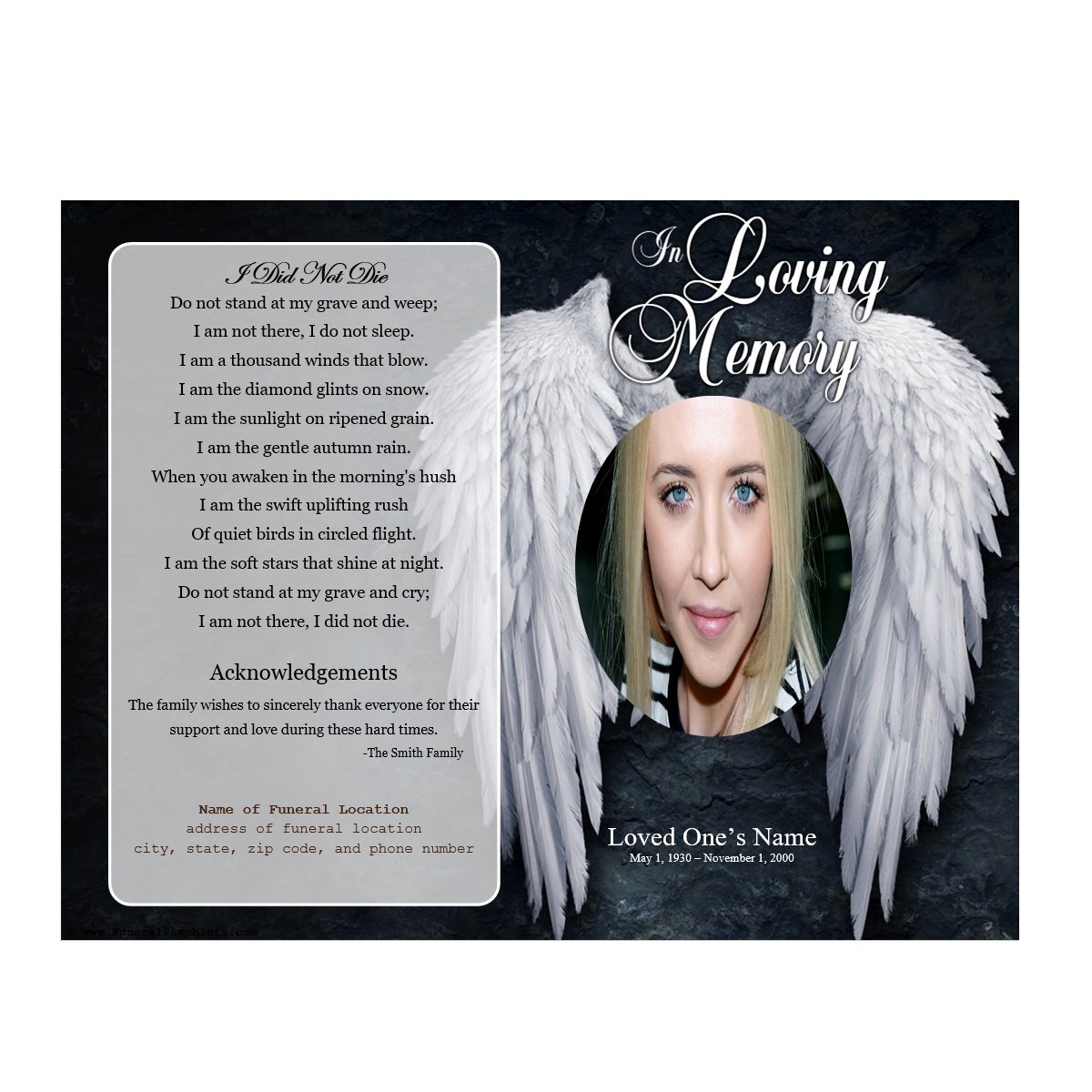 angel funeral program template