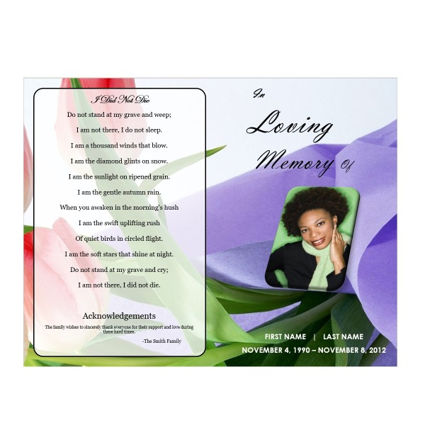 Floral funeral program template for microsoft word