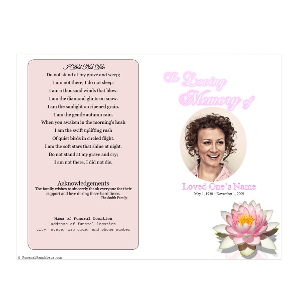 Lily funeral program template