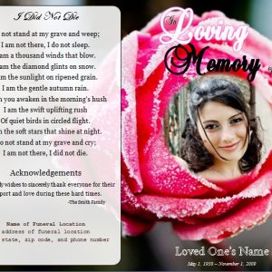 Rose Single Fold Memorial Program