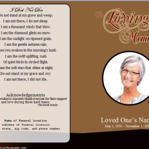 Single Fold Cross Memorial Program