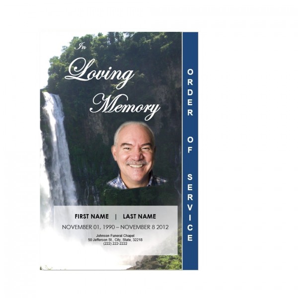 waterfall funeral obituary service card template
