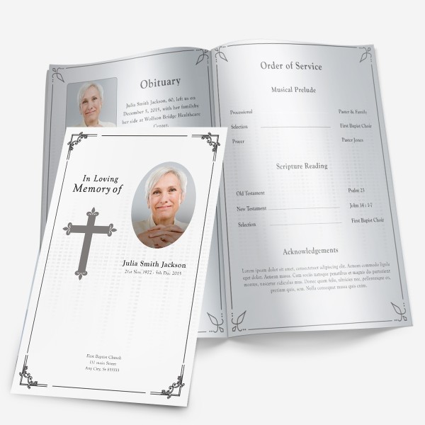 Traditional Cross funeral program template