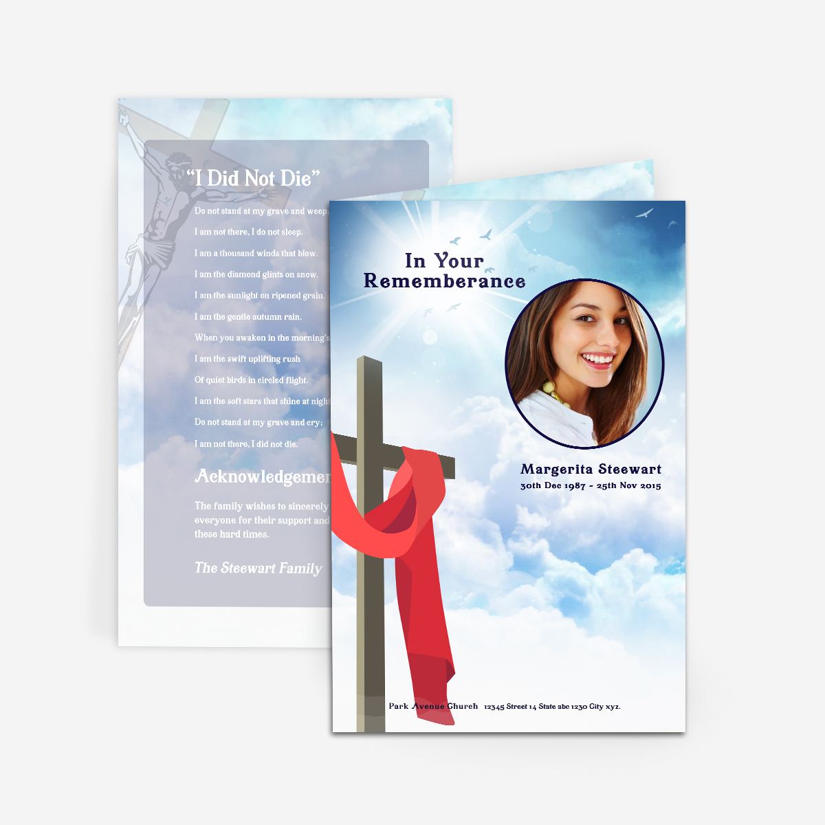 christian funeral cards